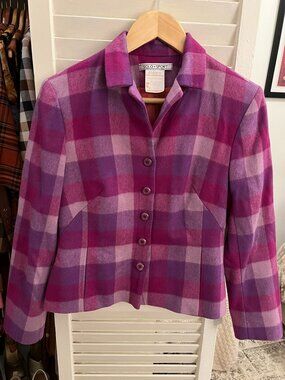 Retro Pink Plaid Blazer